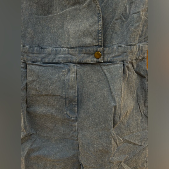 New Oddi Mineral Wash Puffed Sleeves Romper in Denim Sz 2X - Picture 6 of 11